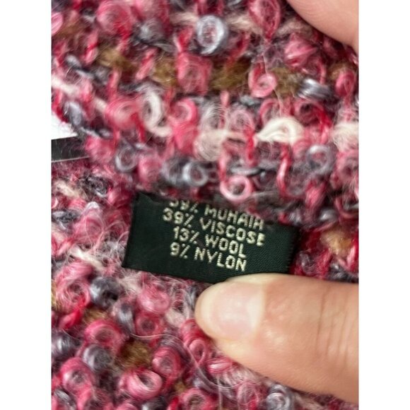 Mucros Weavers Mohair Blend Curly Weave Pink Fringe Scarf Made In Ireland - Picture 4 of 5